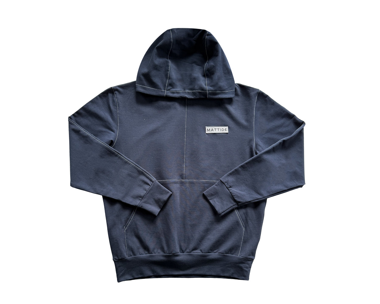 BLUZA Z KAPTUREM UNISEX - GRANATOWA Z BIAŁYM PRZESZYCIEM